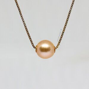 18K Solid Gold Peach Floating Necklace
